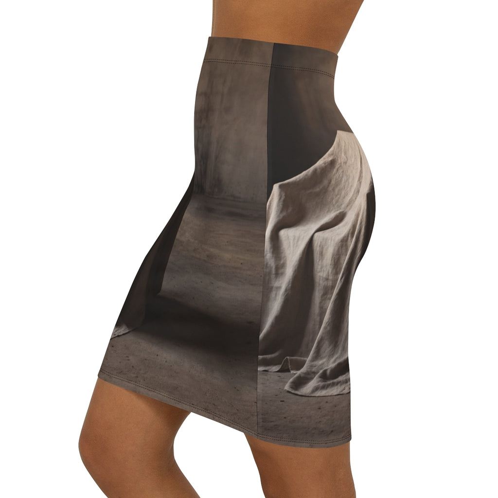 Women's Mid-Waist Pencil Skirt - Draped Silence Still Life...
