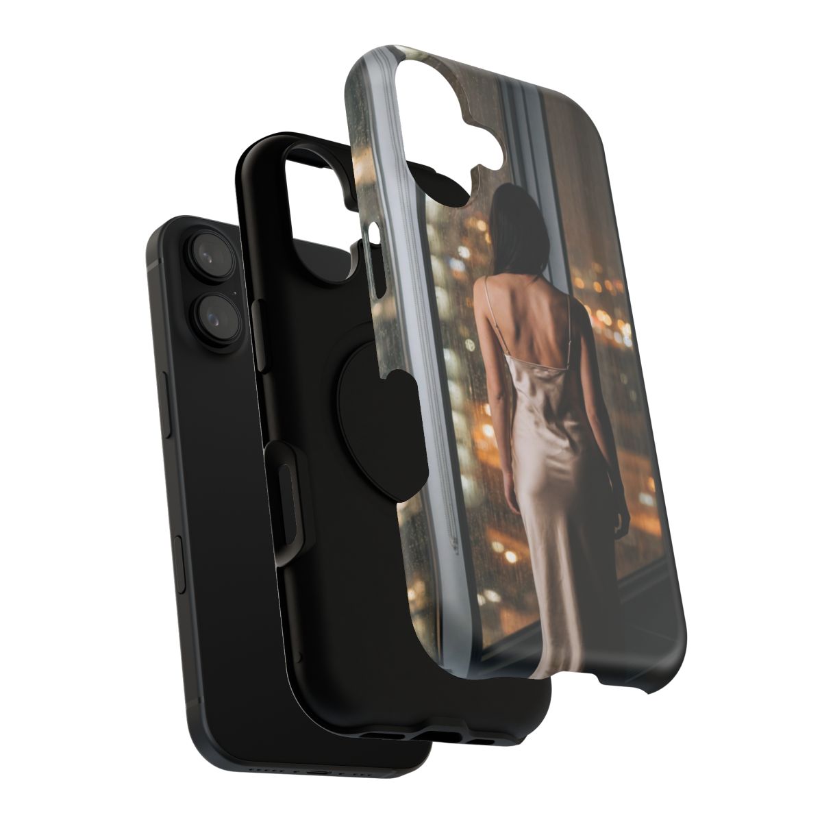 Impact-Resistant Apple iPhone Cases - Rainy City Lights Silk Gown | iPhone 17 Pro Max, 17 Pro, 17 Air & More