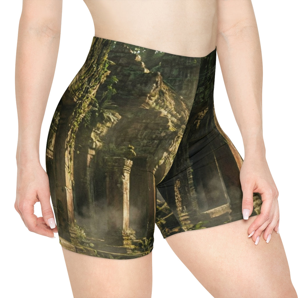 Women's Biker Shorts - Jungle Ruins | Echovira Gallery