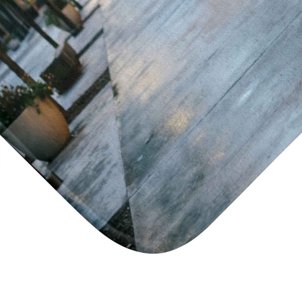 Bath Mat - Twilight Courtyard Serenity | Echovira Gallery