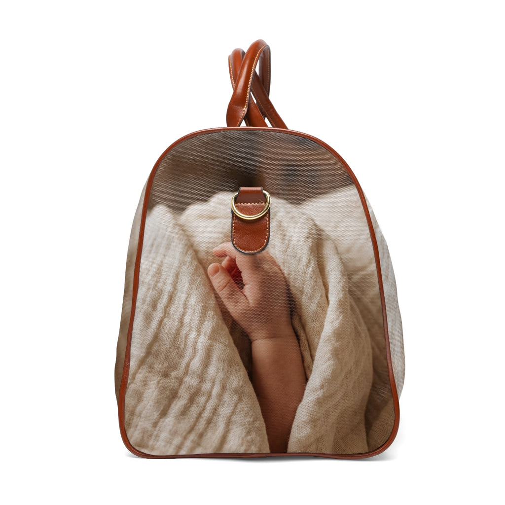 Waterproof Travel Bag - Soft Newborn Hand Aesthetic Artwork...