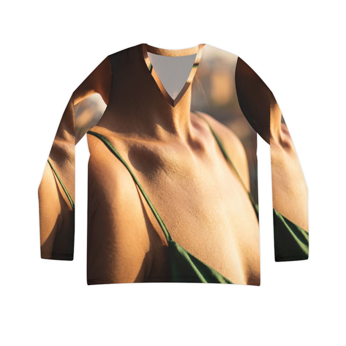 Women's Long Sleeve V-neck - Emerald Sun