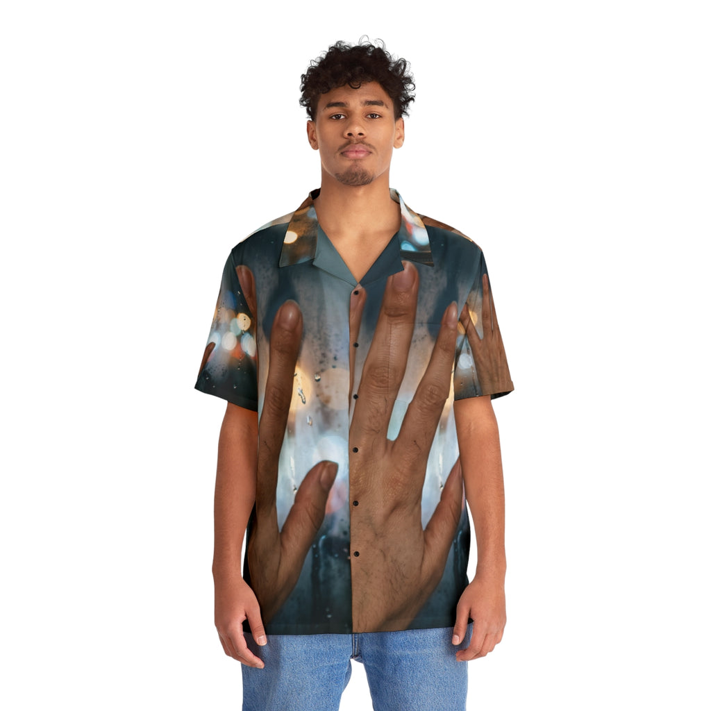 Men's Hawaiian Shirt Rainy City Window Art