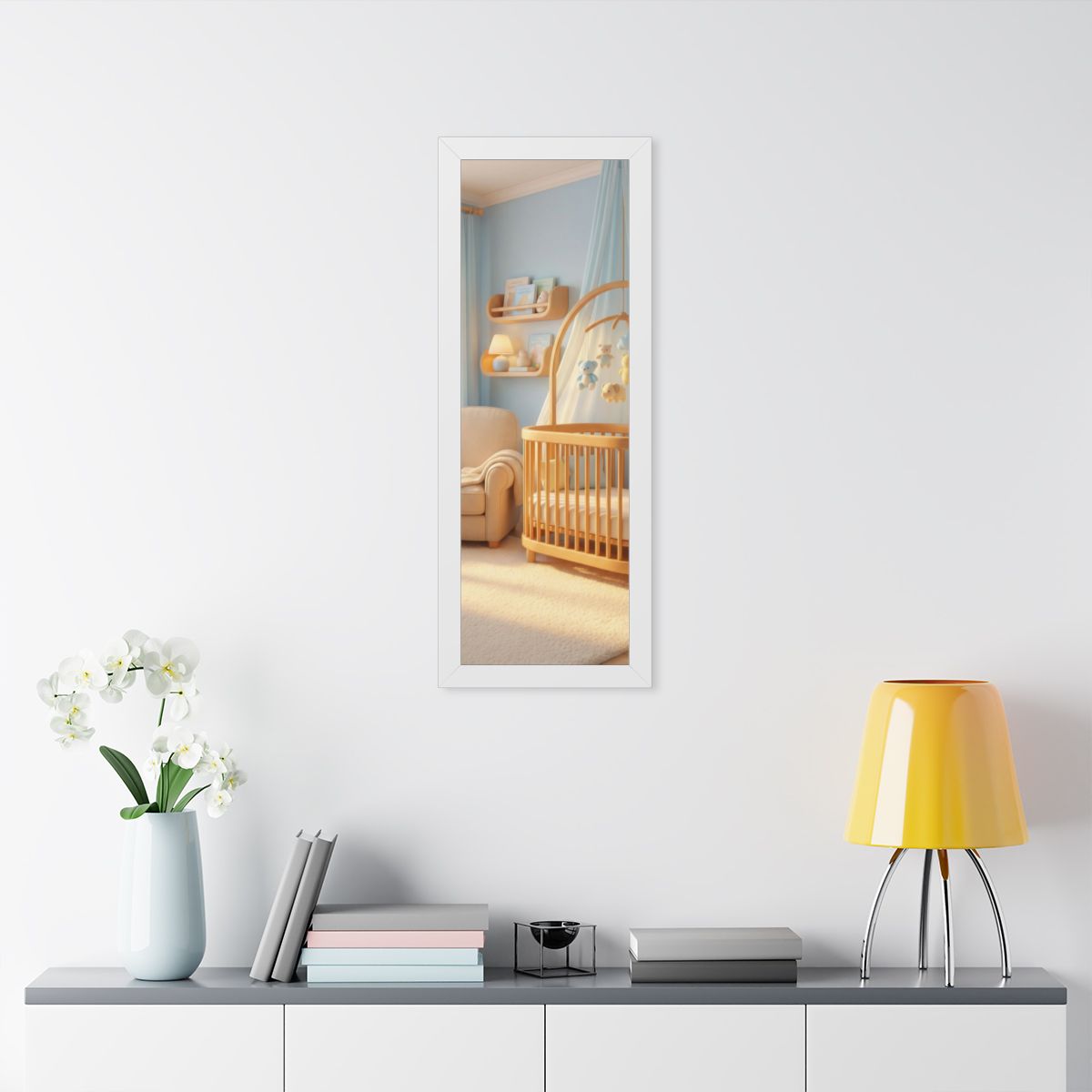 Framed Vertical Poster - Dreamy Serene Nursery Art — White...