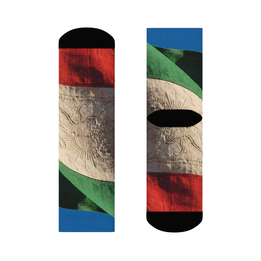 Crew Socks - Vintage Persian Lion and Sun Flag Art |...