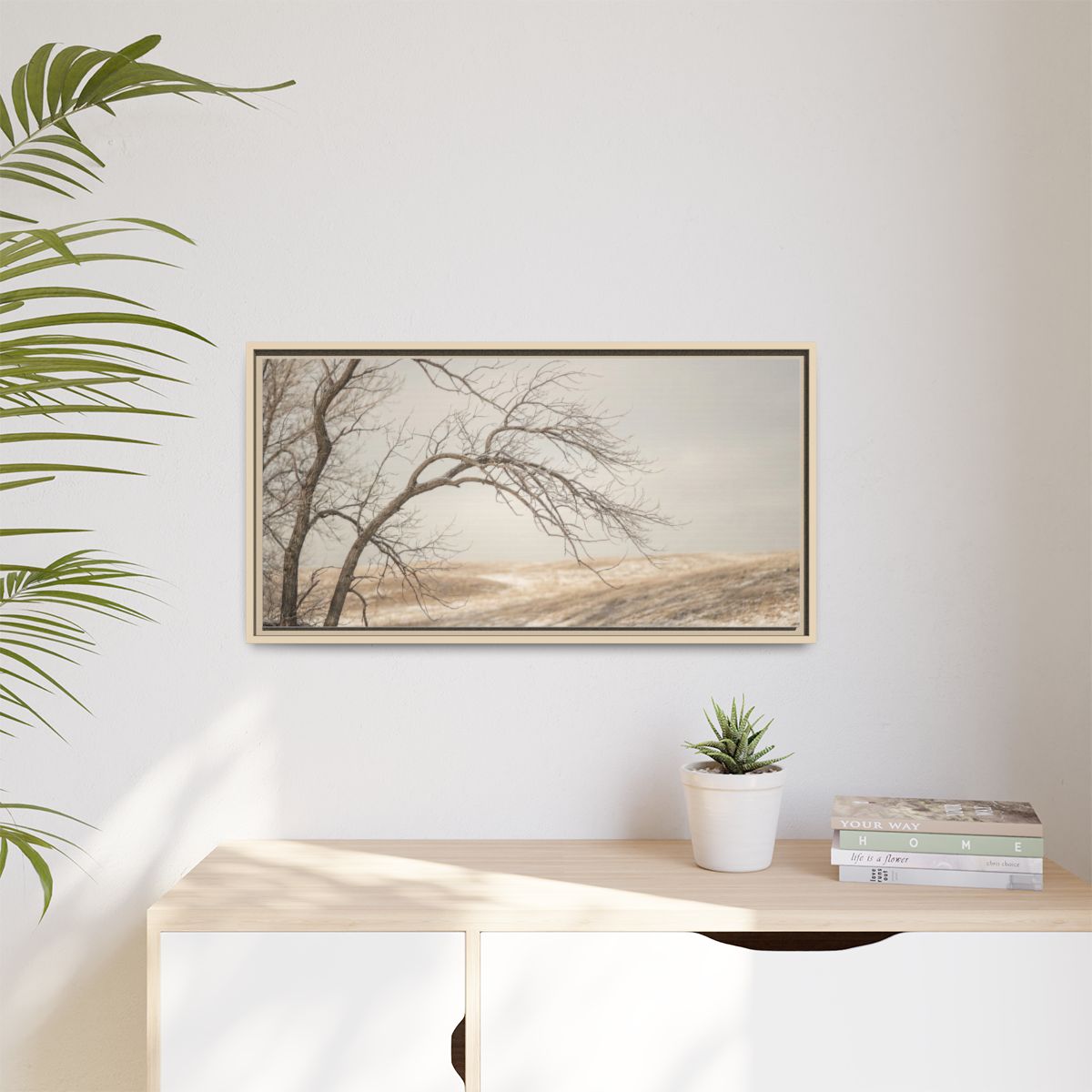 Matte Canvas, Framed - Winter Branch Solitude Landscape —......