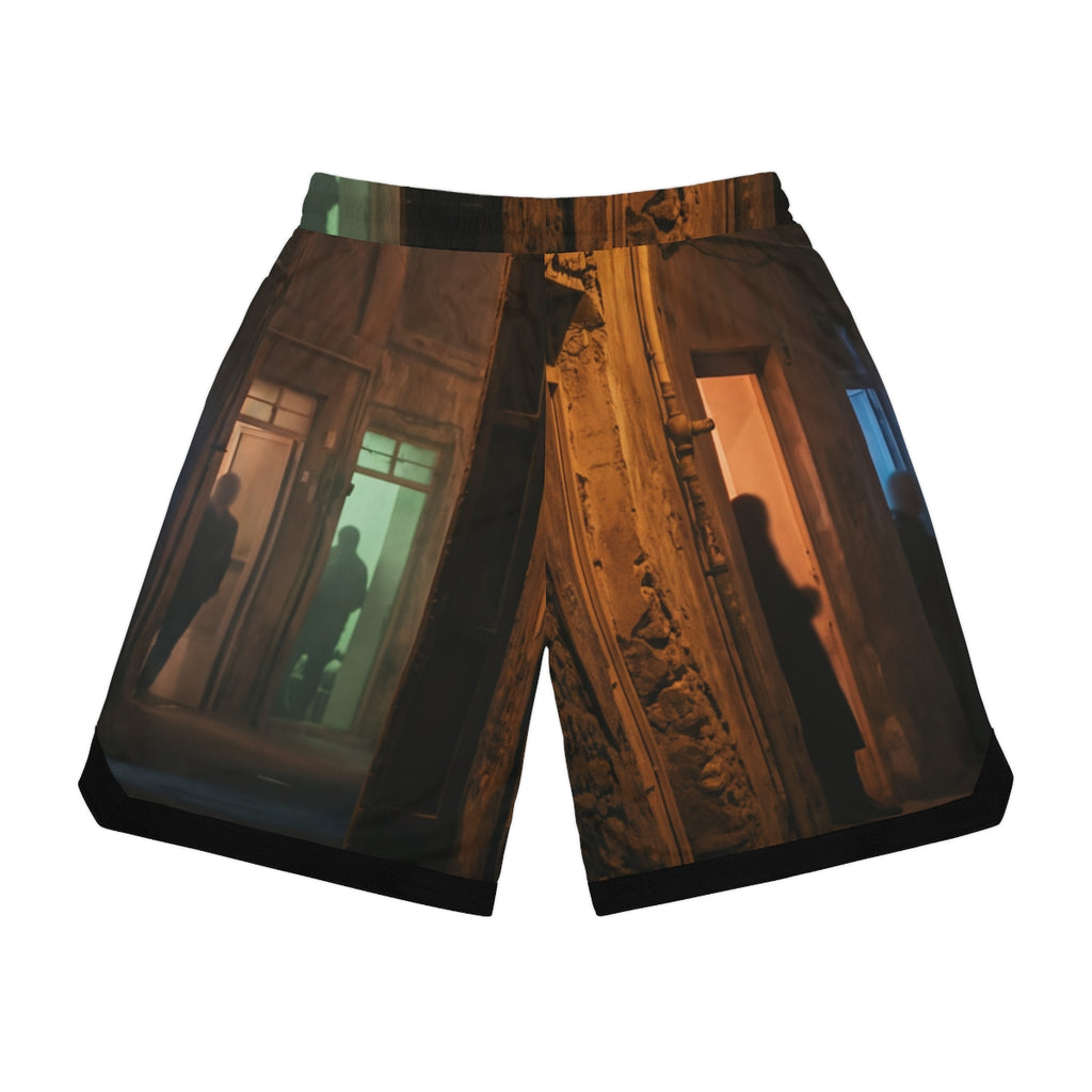 Basketball Rib Shorts - Shadowed Alleyway Mystery Art Print...