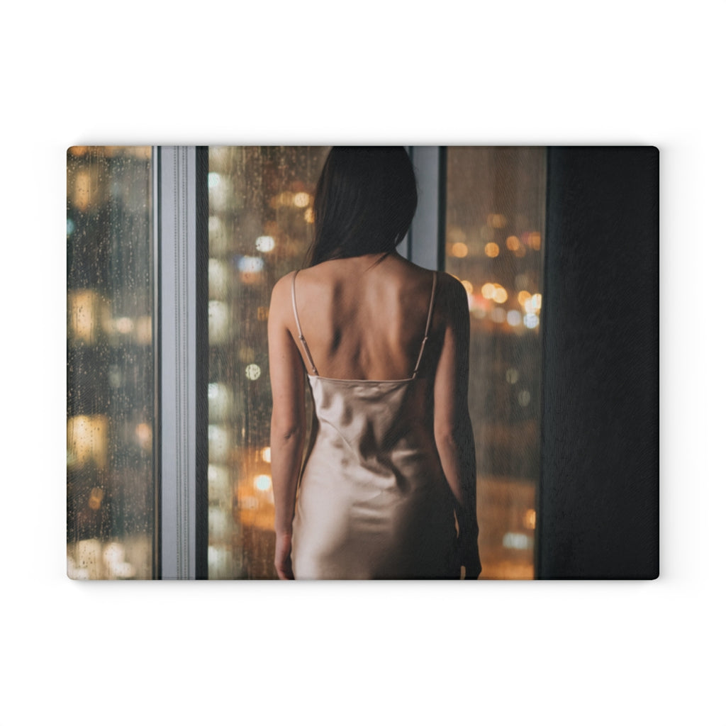 Glass Cutting Board - Cinematic City Glow