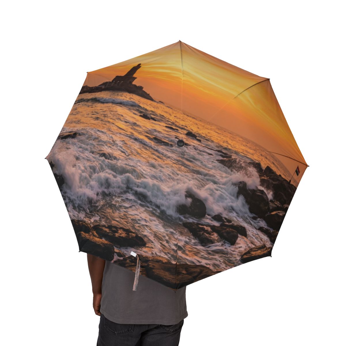 Foldable Umbrella - Golden Ocean Storm