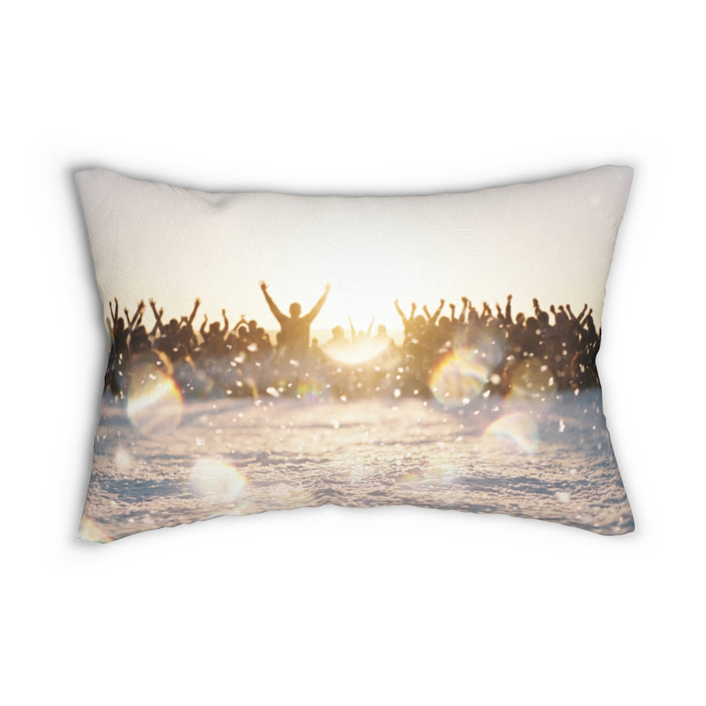 Golden Hour Crowd Lumbar Pillow