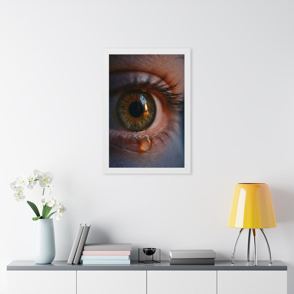 Framed Vertical Poster - Amber Iris Reflection Fine Art... |...