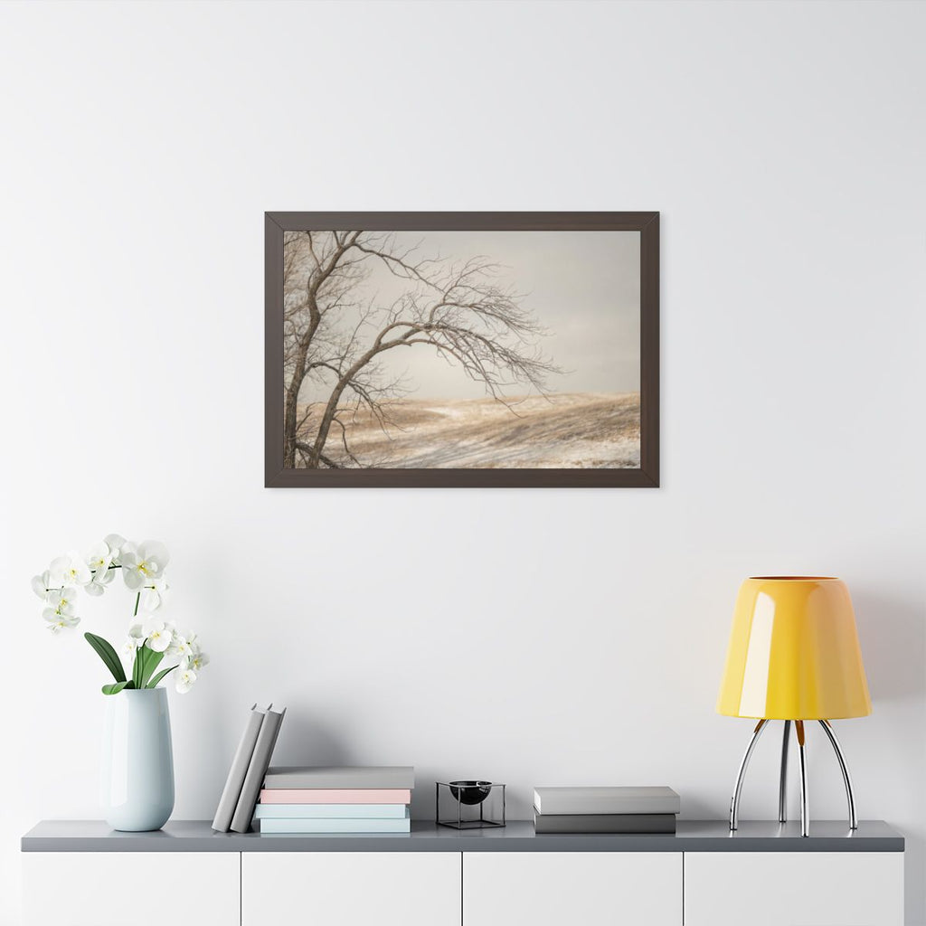 Framed Horizontal Poster - Winter Branch Solitude Landscape...
