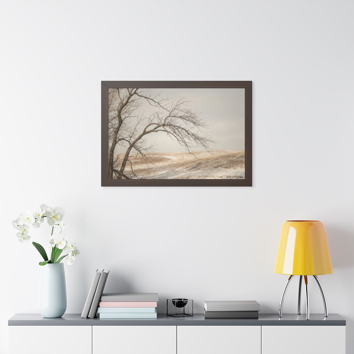 Framed Horizontal Poster - Winter Branch Solitude Landscape...