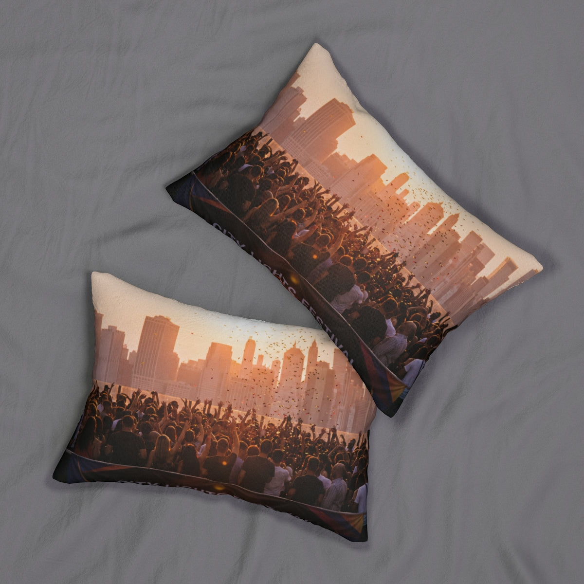 Lumbar Pillow - City Lights Festival | Echovira Gallery