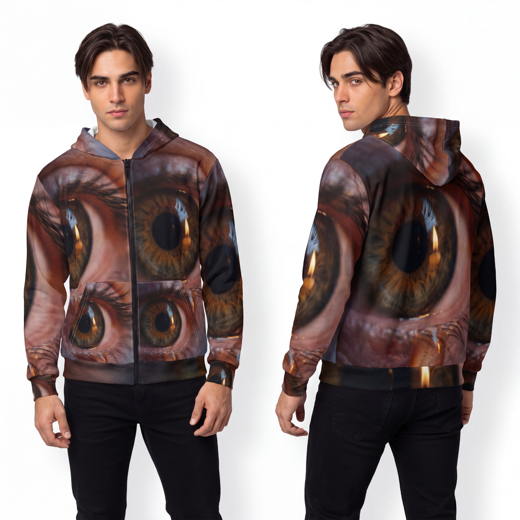 Men's Unisex Zip Hoodie - Amber Iris Reflection Fine Art......