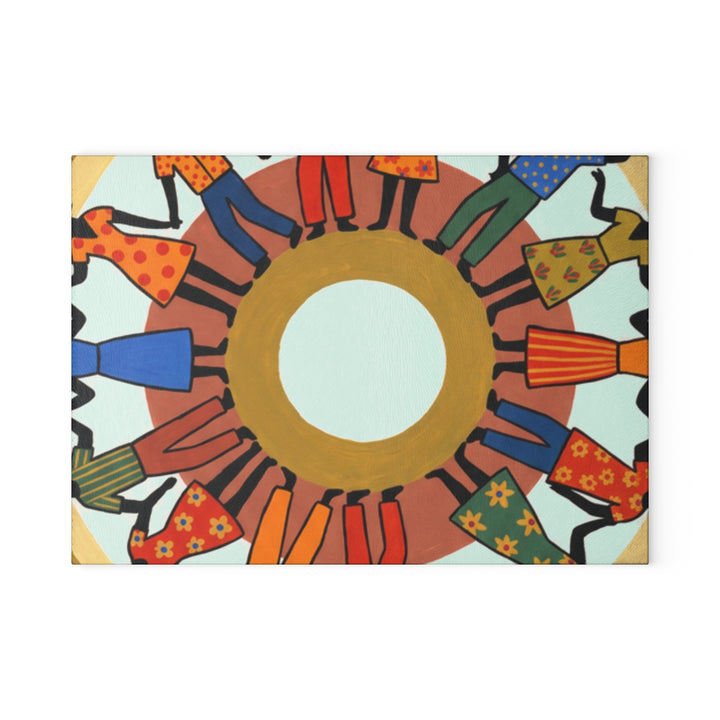 Glass Cutting Board - Unity Mandala Folk Art