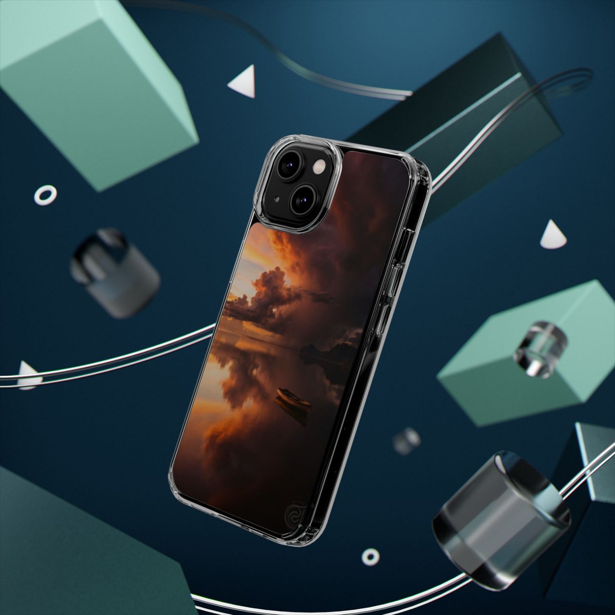 Clear Impact-Resistant Apple iPhone Cases - Golden Hour Storm Boat | iPhone 17 Pro Max, 17 Pro, 17 Air & More