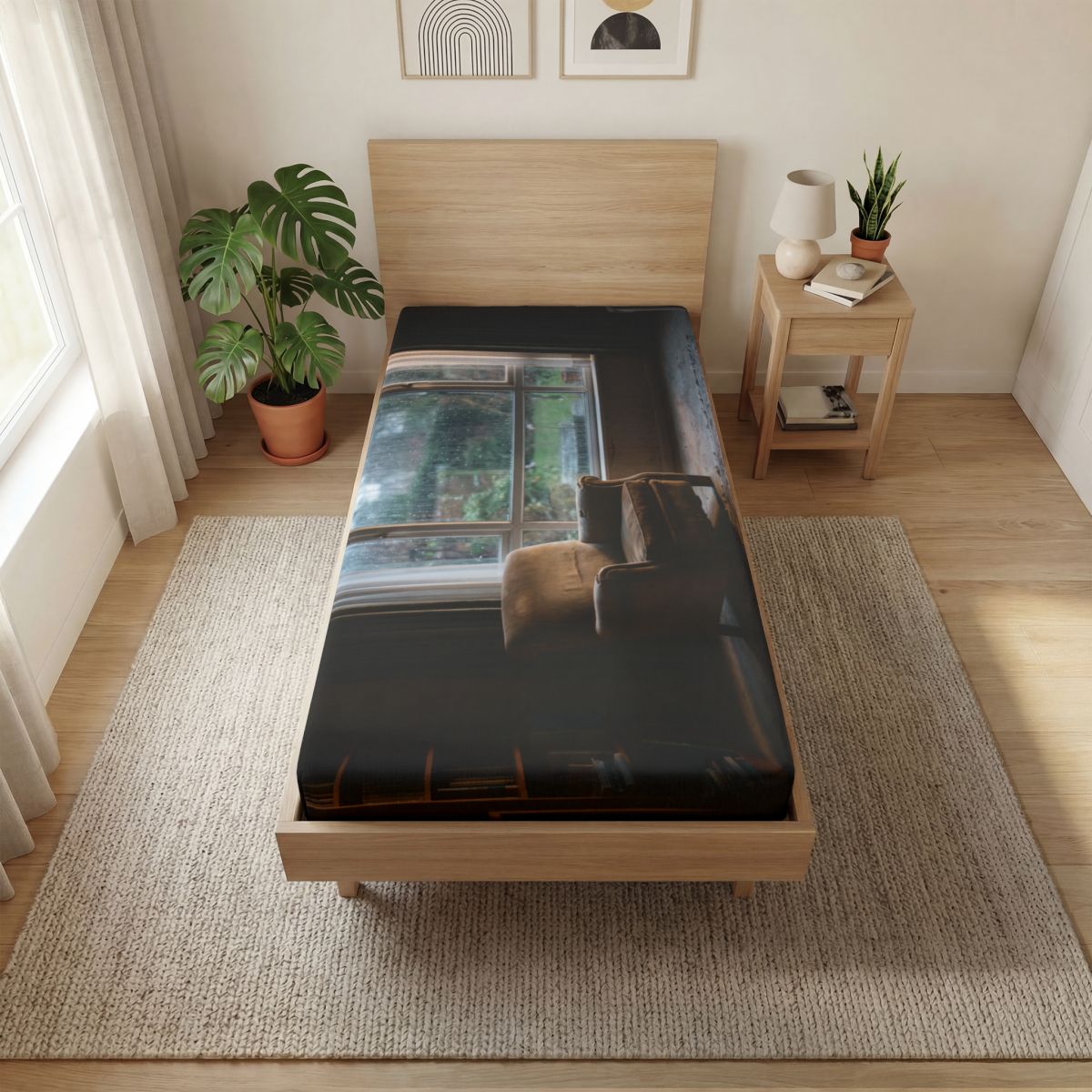 Fitted Sheet - Rainy Window Hues | Echovira Gallery
