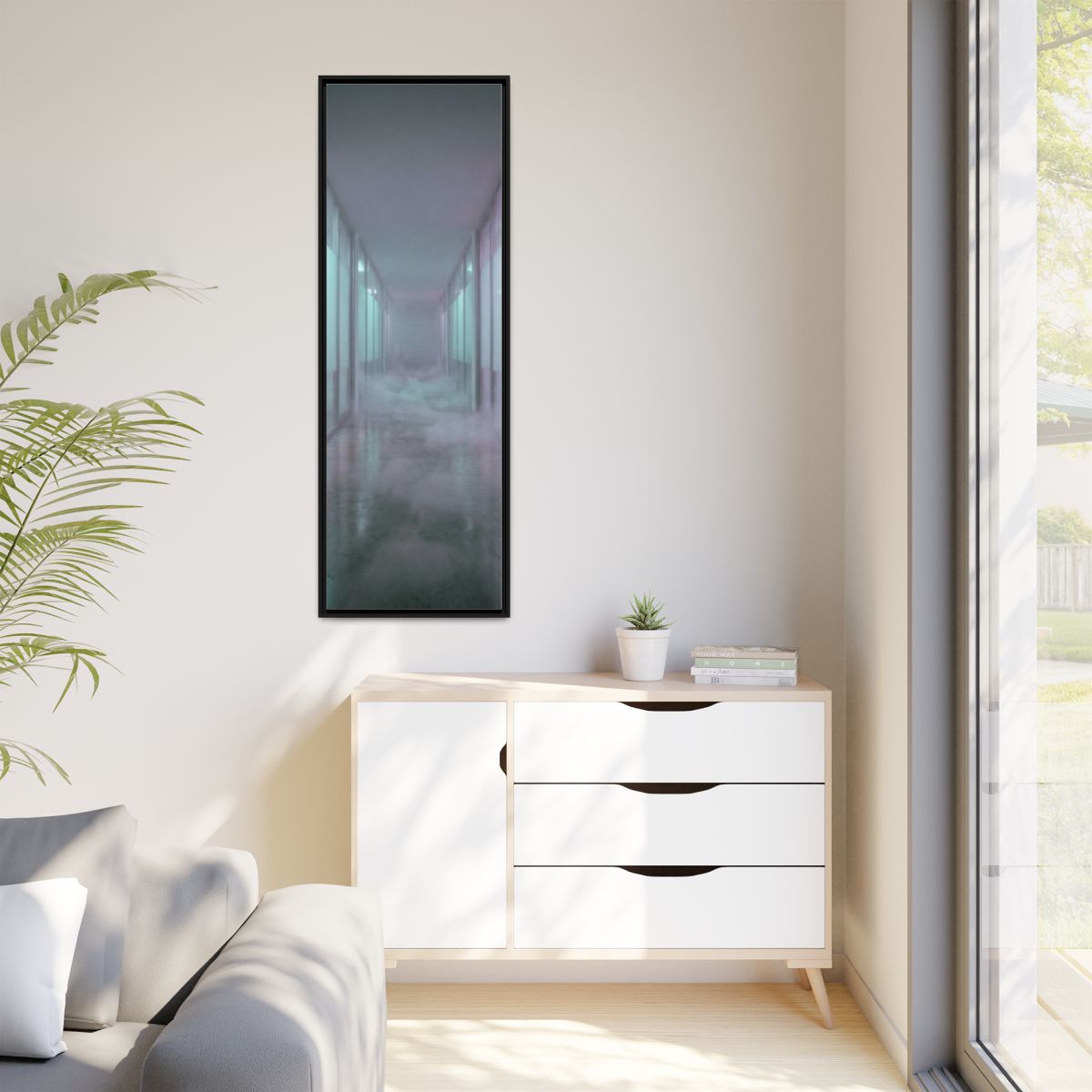 Matte Canvas, Framed - Liminal Corridor Fog Art Print —... |...