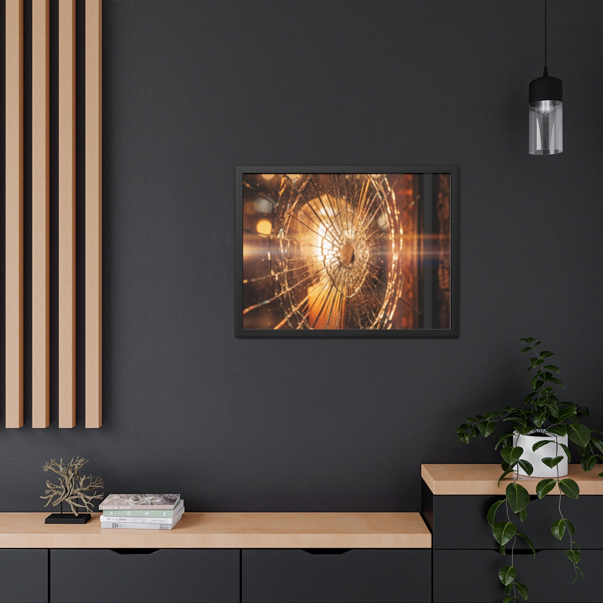 Framed Poster - Moody Fractured Glass — Landscape
