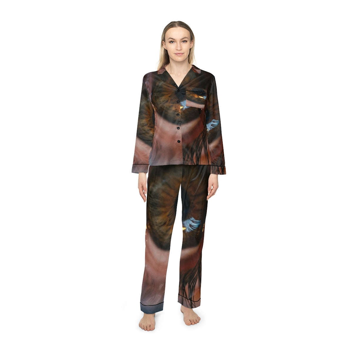 Women's Satin Pajamas - Amber Iris Reflection Fine Art Print...
