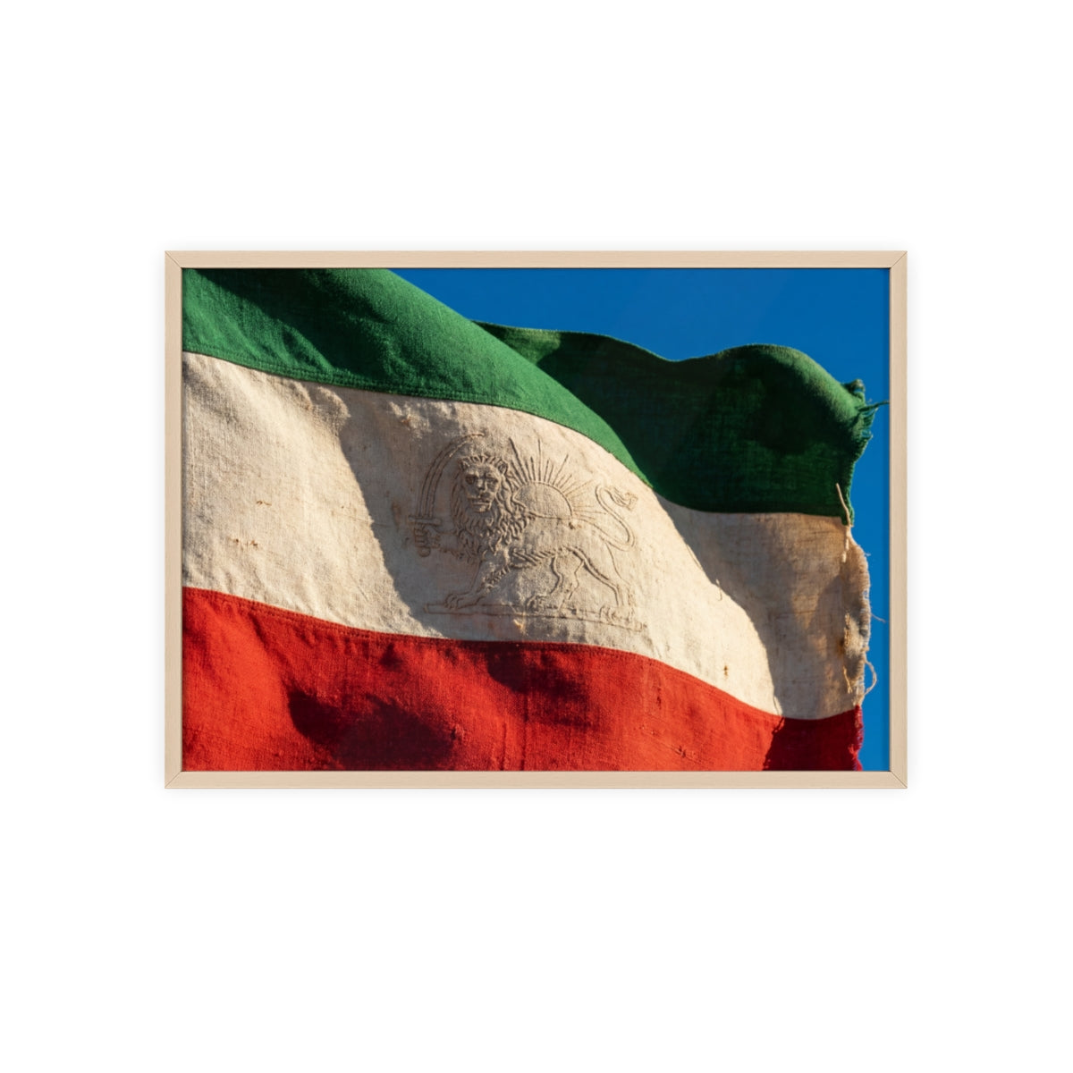 Wood Framed Poster - Vintage Flag — Landscape