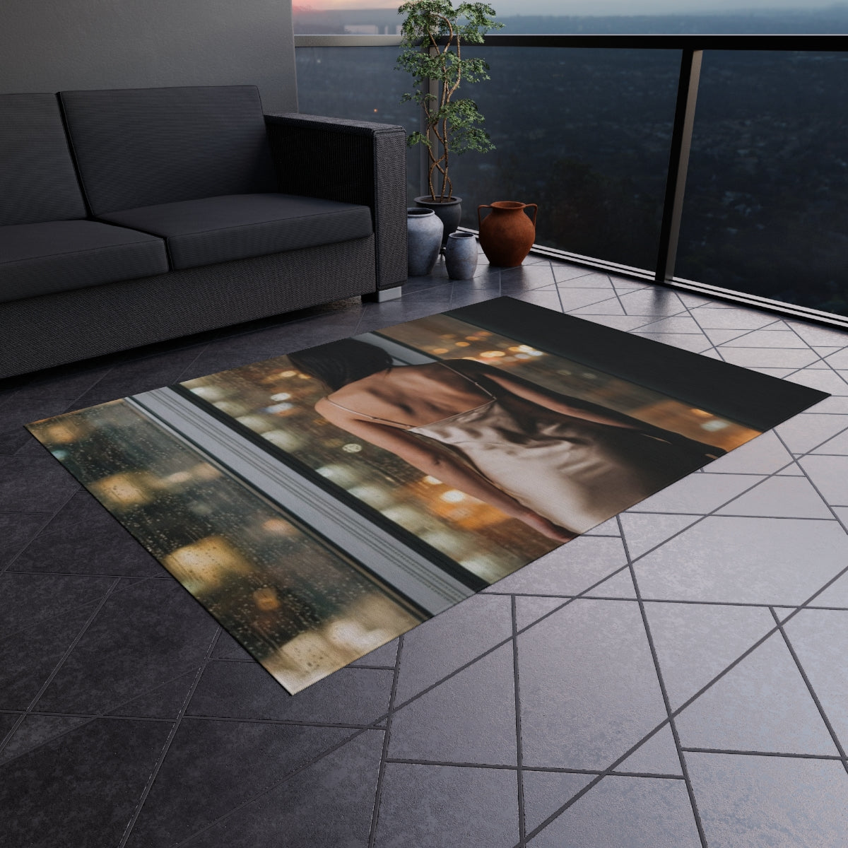 Outdoor Rug - Rooftop Balcony Night Rug | Echovira Gallery