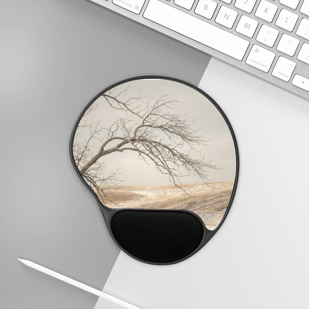 Mouse Pad With Wrist Rest - Winter Branch Solitude Landscape...