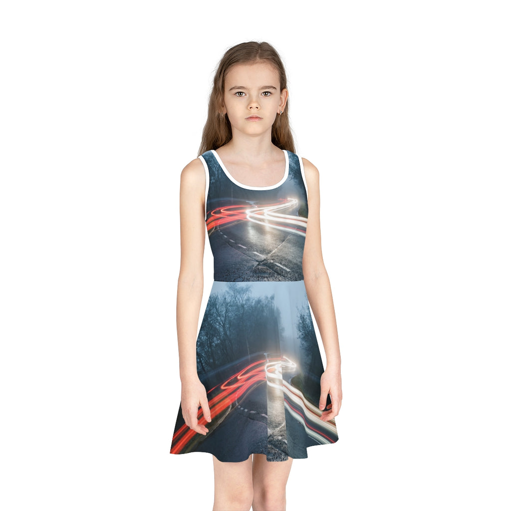 Girls' Sleeveless Sundress Night Road Light Art