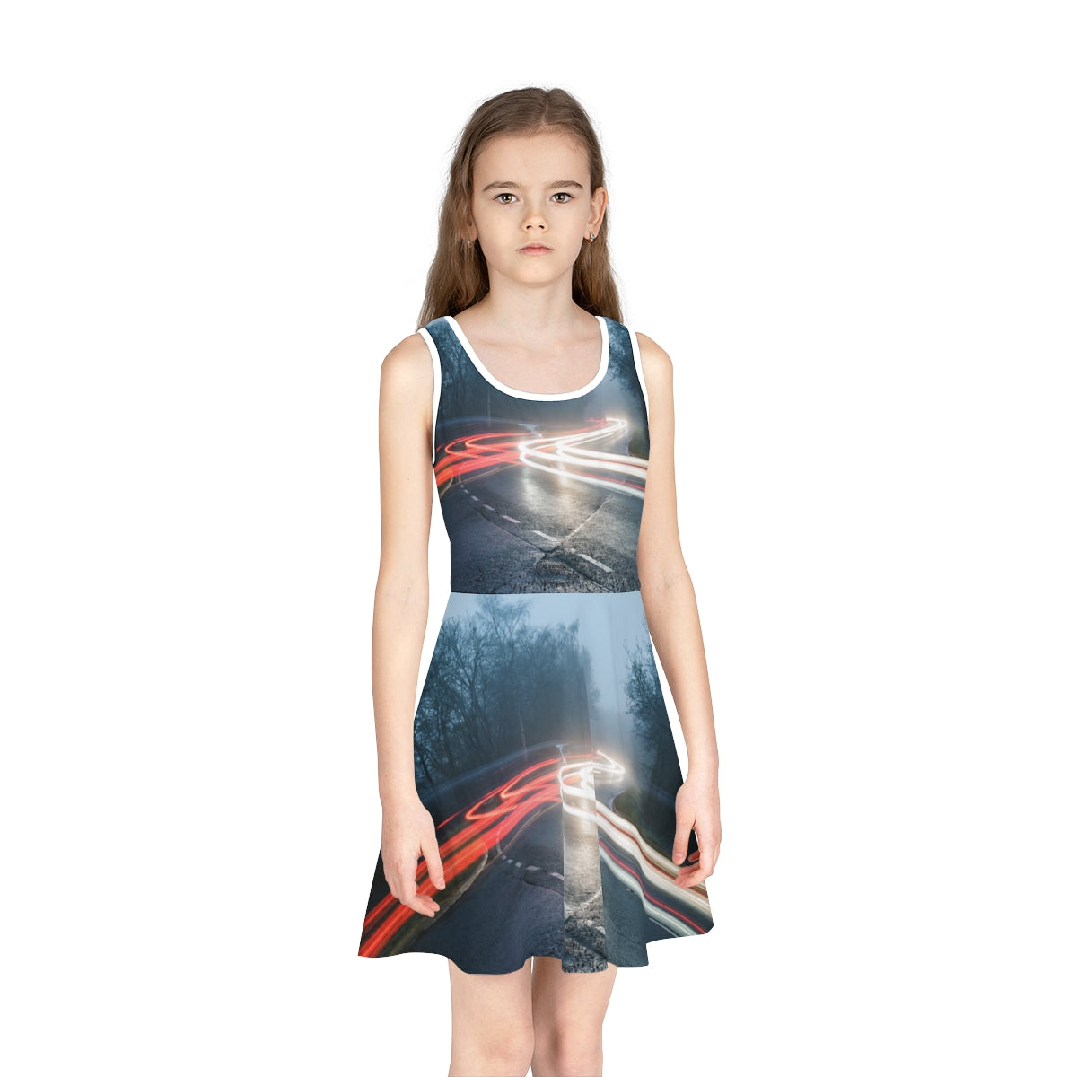 Girls' Sleeveless Sundress Night Road Light Art
