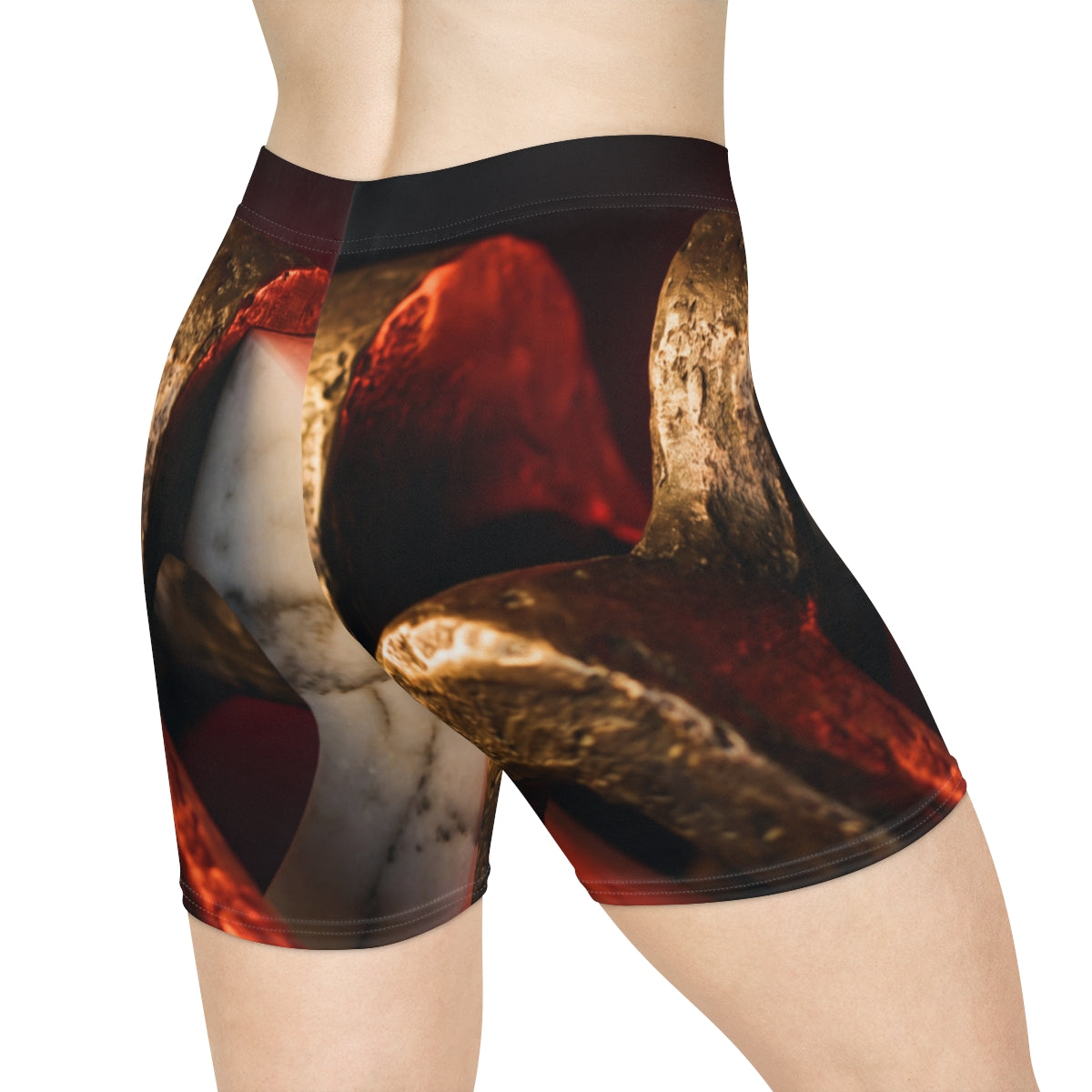 Women's Biker Shorts - Bronze Marble | Echovira Gallery