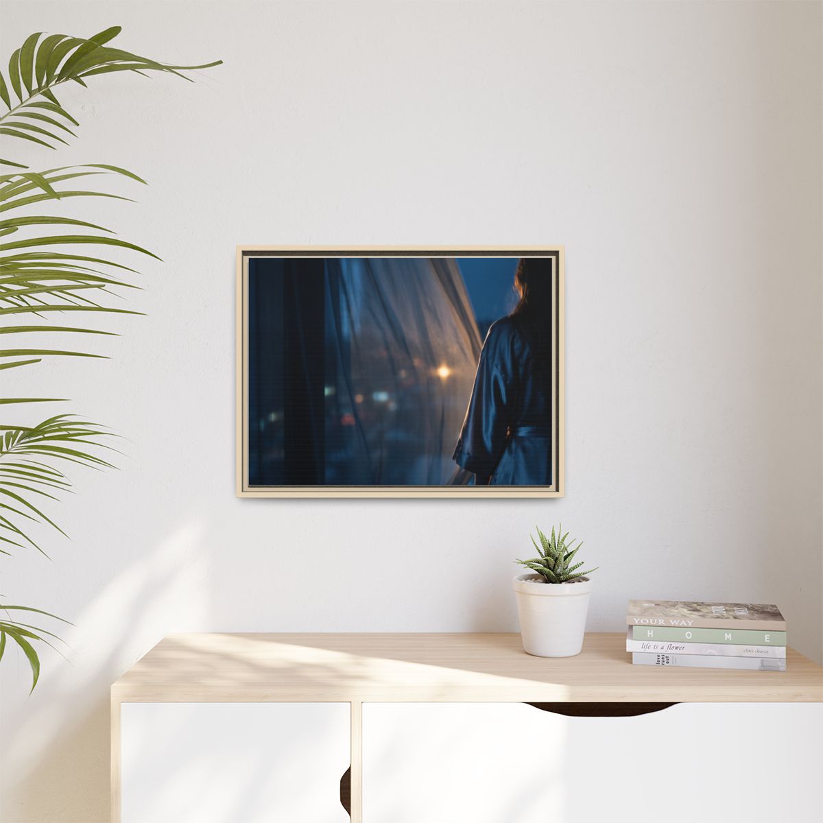 Matte Canvas, Framed - Nocturnal Solitude Silhouette —... |...