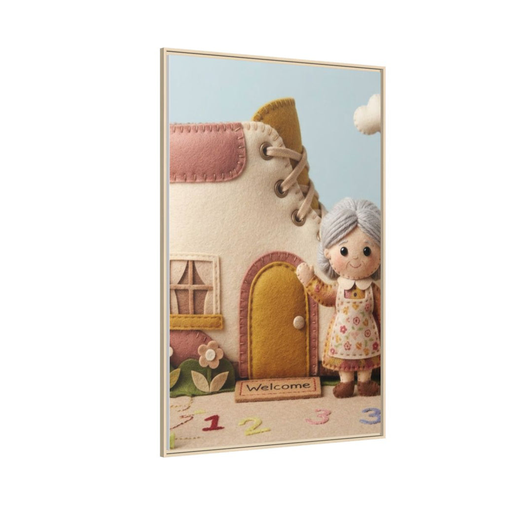 Matte Canvas - Framed Felted Shoe Cottage — Natural / 1.25"...