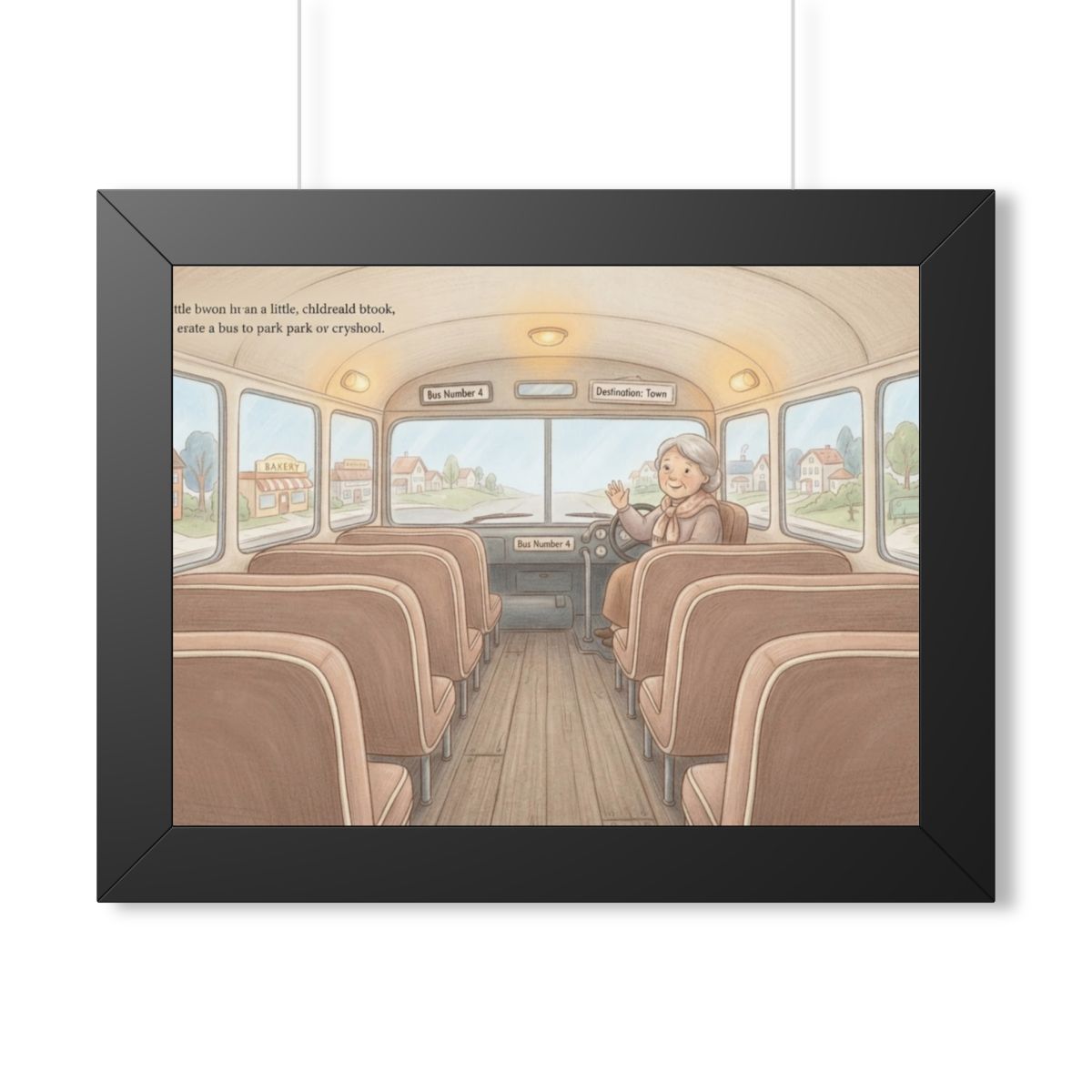 Framed Horizontal Poster - Storybook Bus Ride Whimsical Wall...