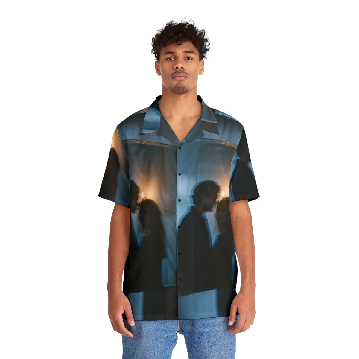 Men's Hawaiian Shirt - Midnight Reflections - Moody Casual...