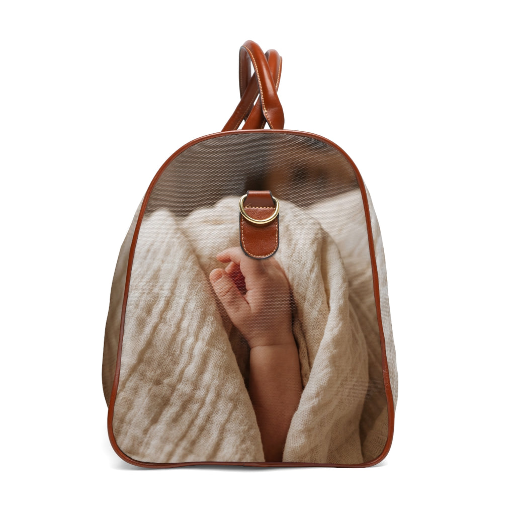 Waterproof Travel Bag - Soft Newborn Hand Aesthetic Artwork...