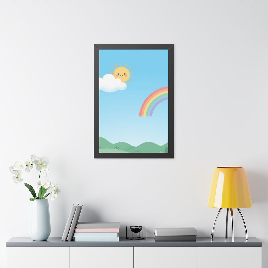 Framed Vertical Poster - Sunlit Meadow View — Black (11×14...