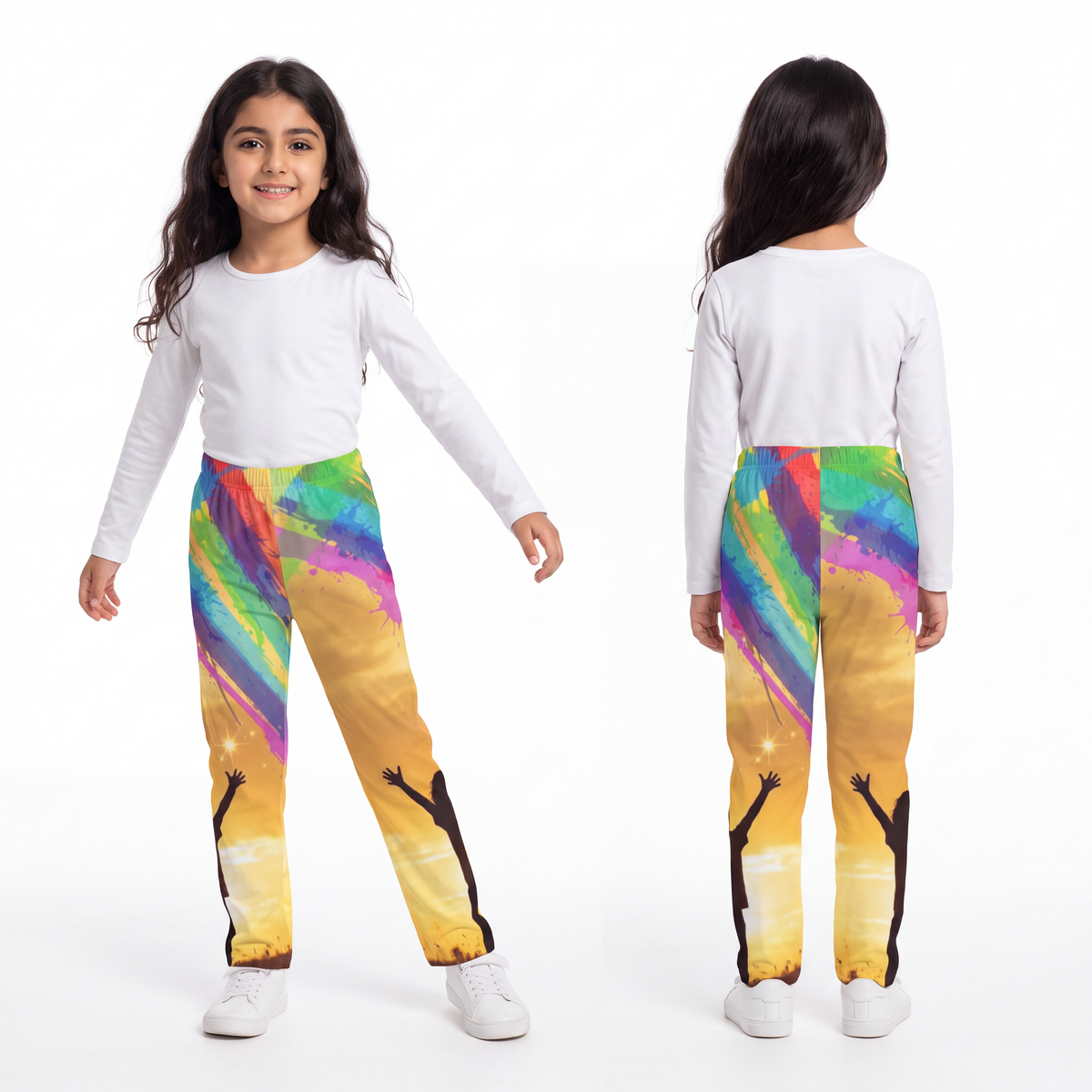 Kids Lounge Pants - Rainbow Silhouette Wall Art - Luminous...