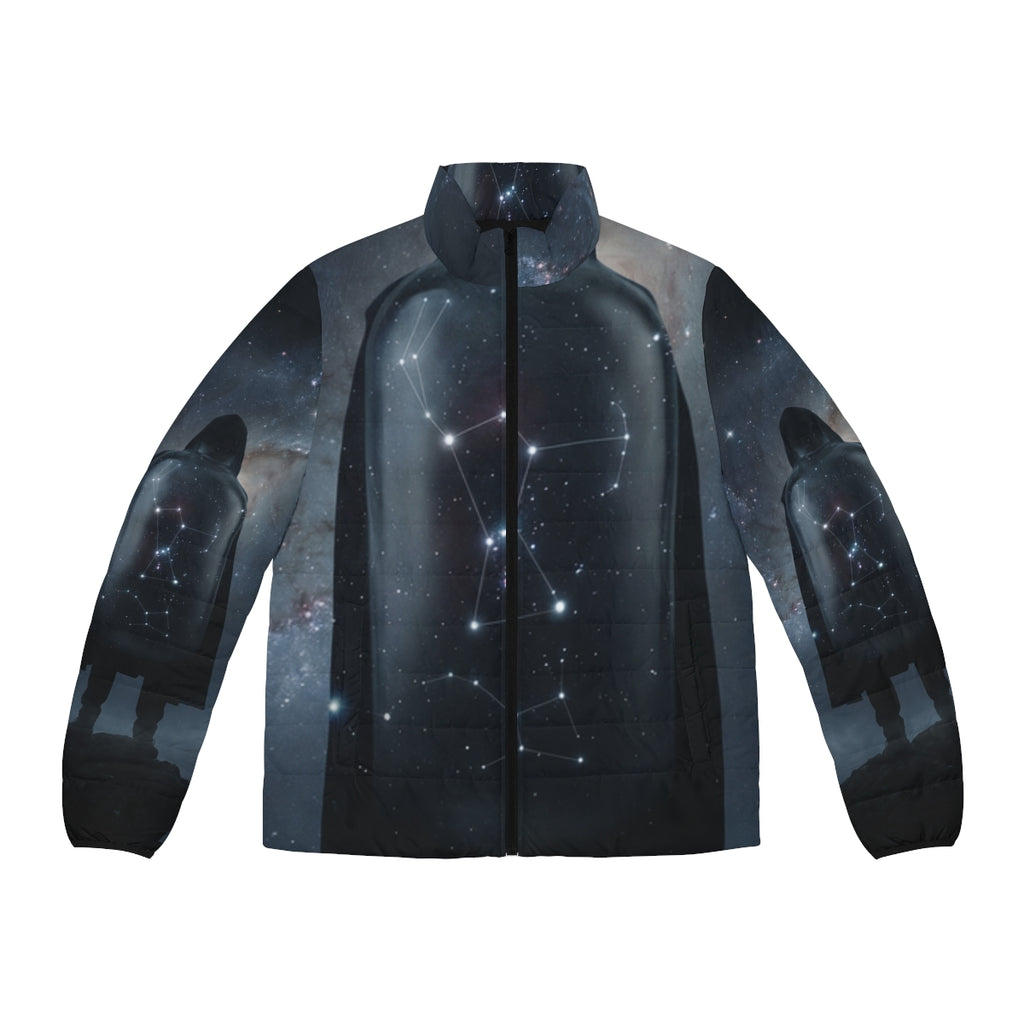 Men's Puffer Jacket with Cosmic Orion Art