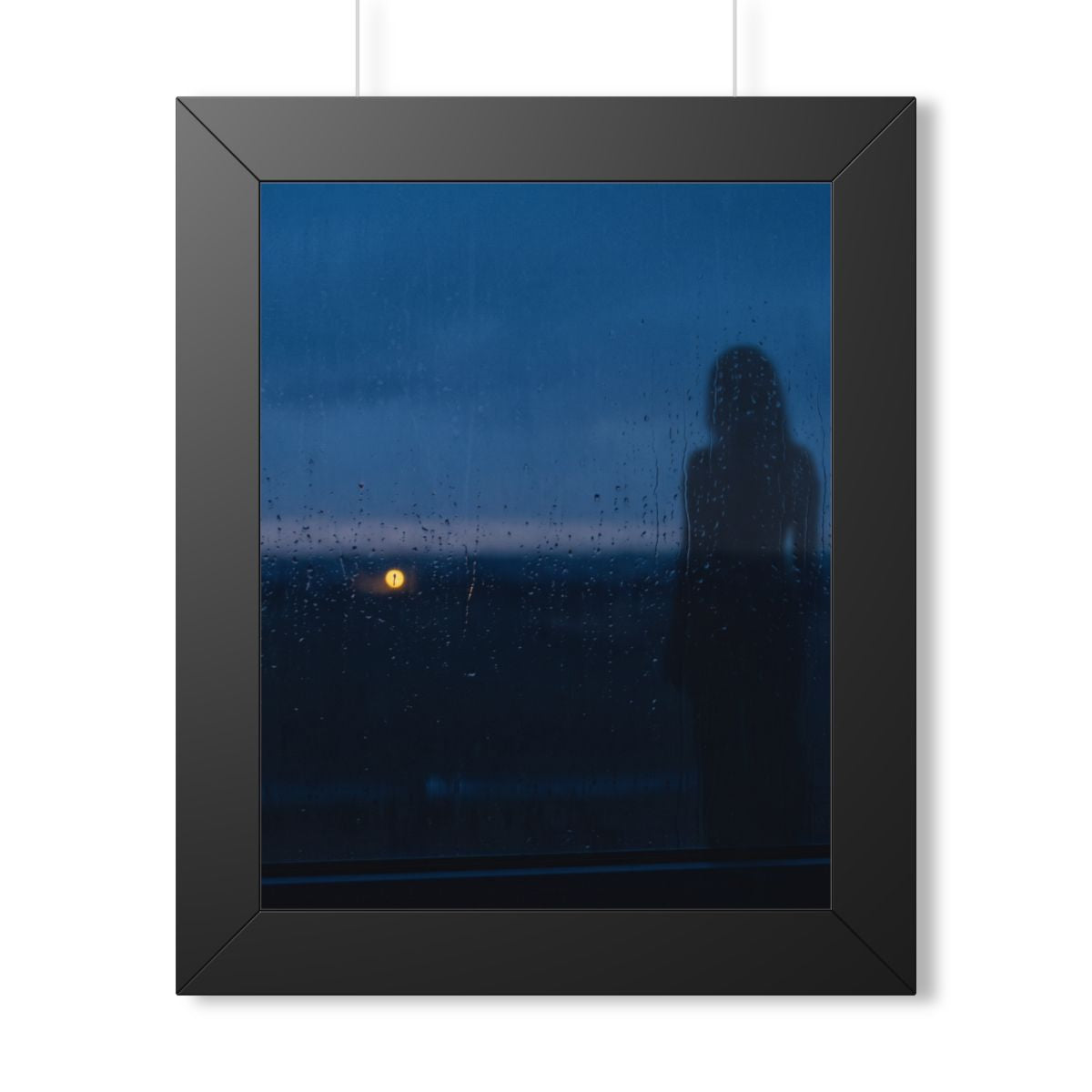 Framed Vertical Poster - Rainy Dusk Silhouette — Black... |...