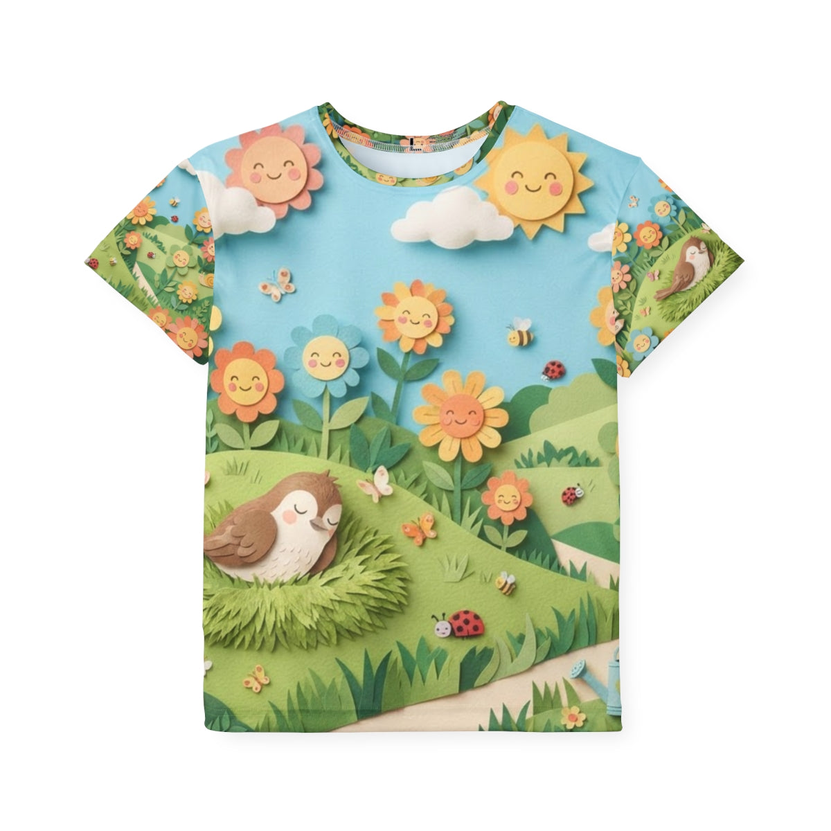 Kids Sports Jersey - Sunny Garden Meadow Papercraft Art |...