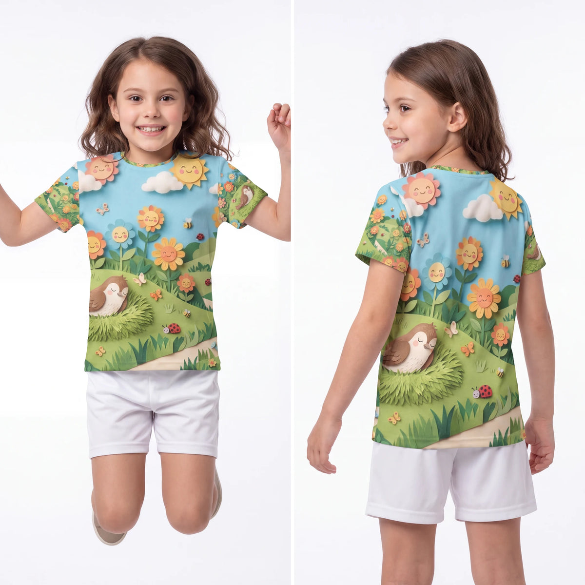 Kids Sports Jersey - Sunny Garden Meadow Papercraft Art |...