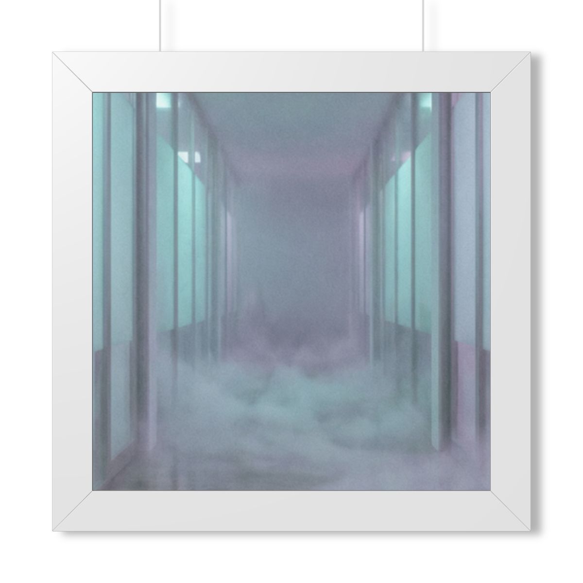 Framed Vertical Poster - Liminal Corridor Fog Art Print —......