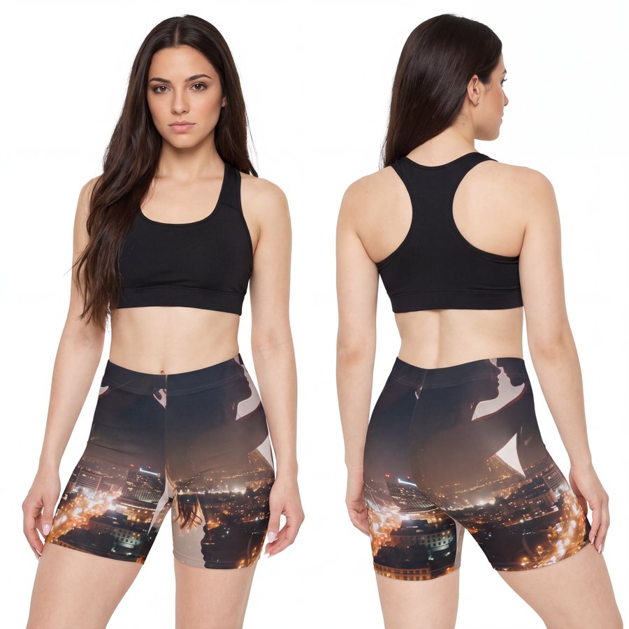 Women's Biker Shorts - Midnight City lights