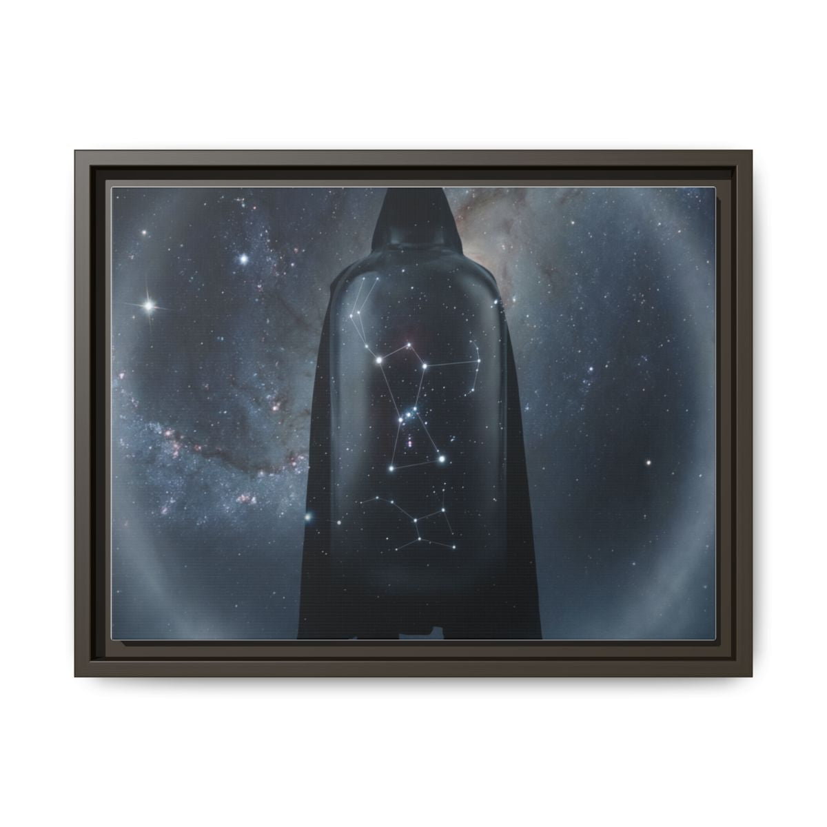 Framed Matte Canvas - Cosmic Sentinel — Espresso / 1.25" (10×8, 12×9, 14×11, 16×12, 20×10, 18×12, 20×16, 24×16, 24×18, 36×12, 24×20, 32×16, 30×20, 30×24, 32×24, 48×16, 36×24, 48×24, 40×30, 60×20, 48×32, 60×30 & 60×40)