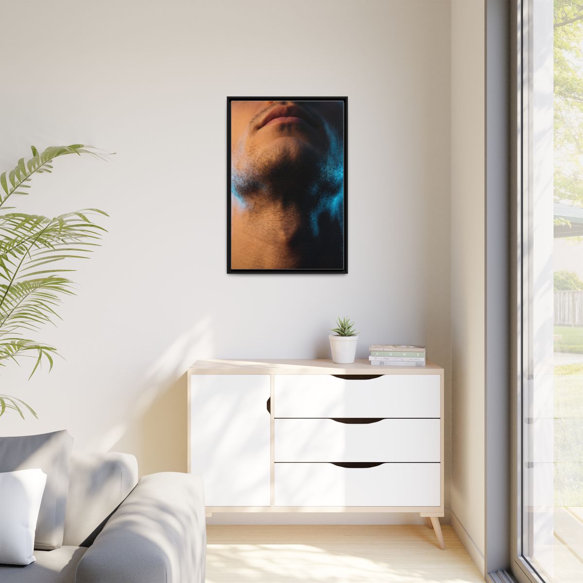 Matte Canvas, Framed - Neon Shadows Cinematic Portrait Art...