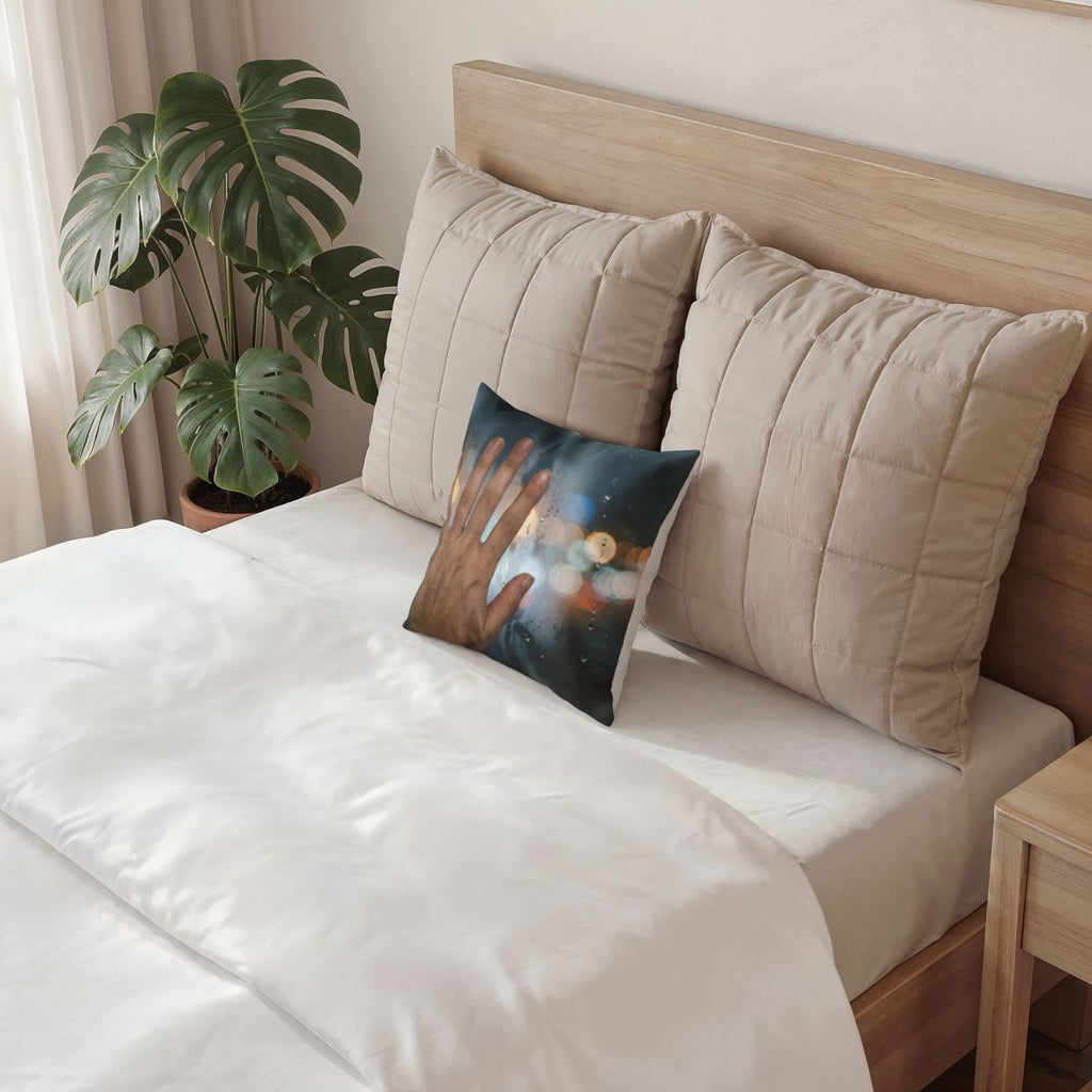 Rainy Window Art Poly Velvet Pillow