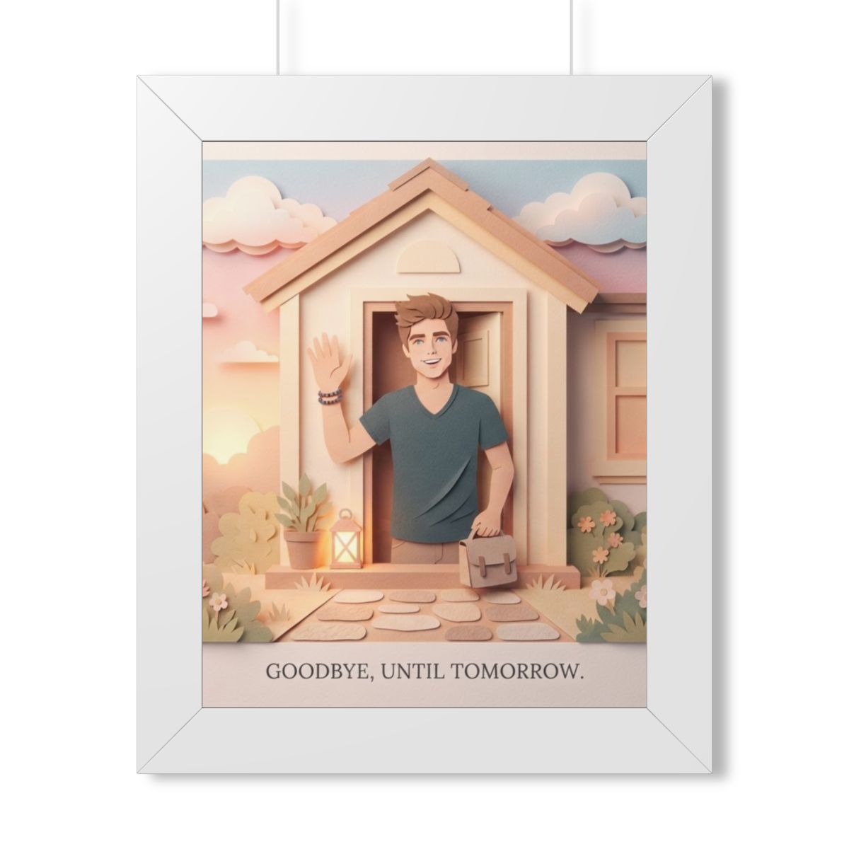 Framed Vertical Poster - Safe Journey Paper Cut Home Art —...