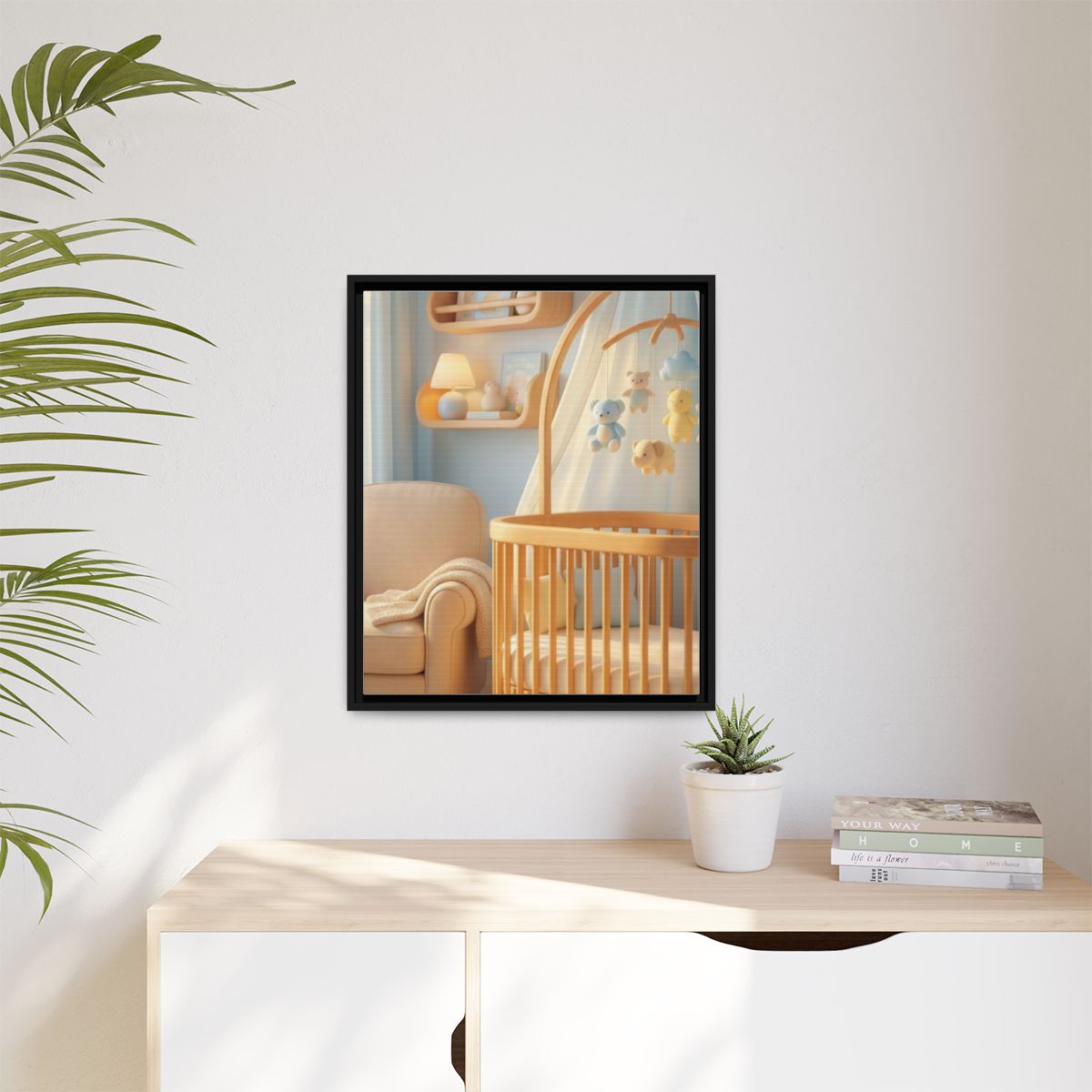 Matte Canvas, Framed - Dreamy Serene Nursery Art — Black /...