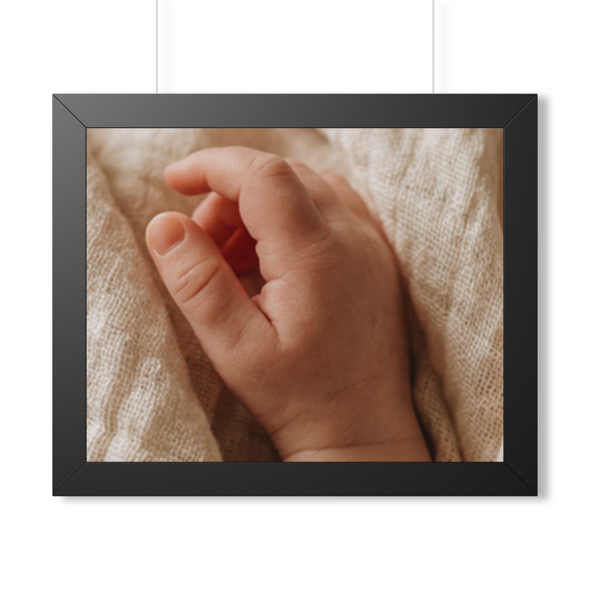 Framed Horizontal Poster - Tender Newborn Hand in Soft... |...